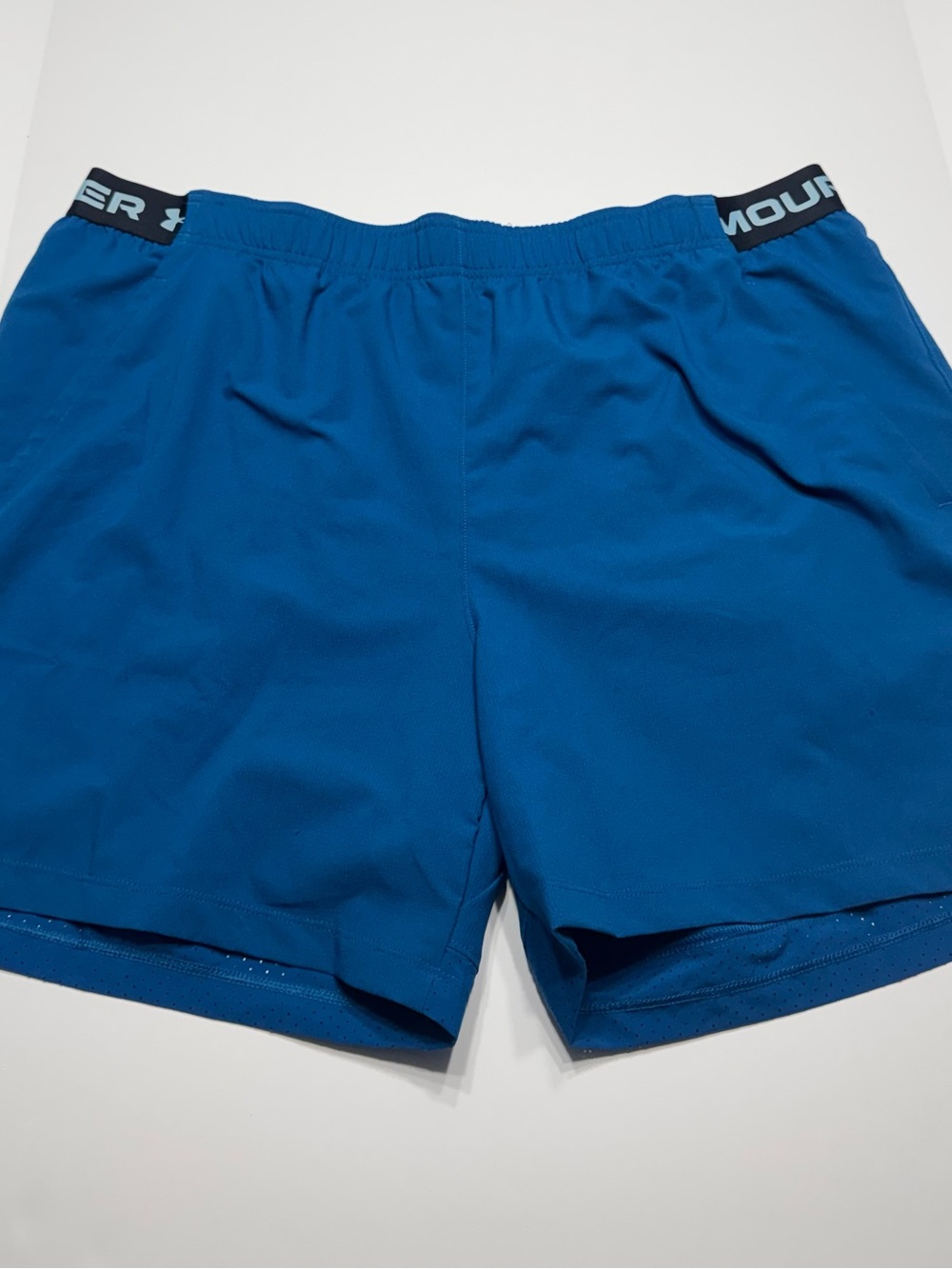 Under Armour Men's Royal Blue Athletic Shorts with Black Waistband Trim